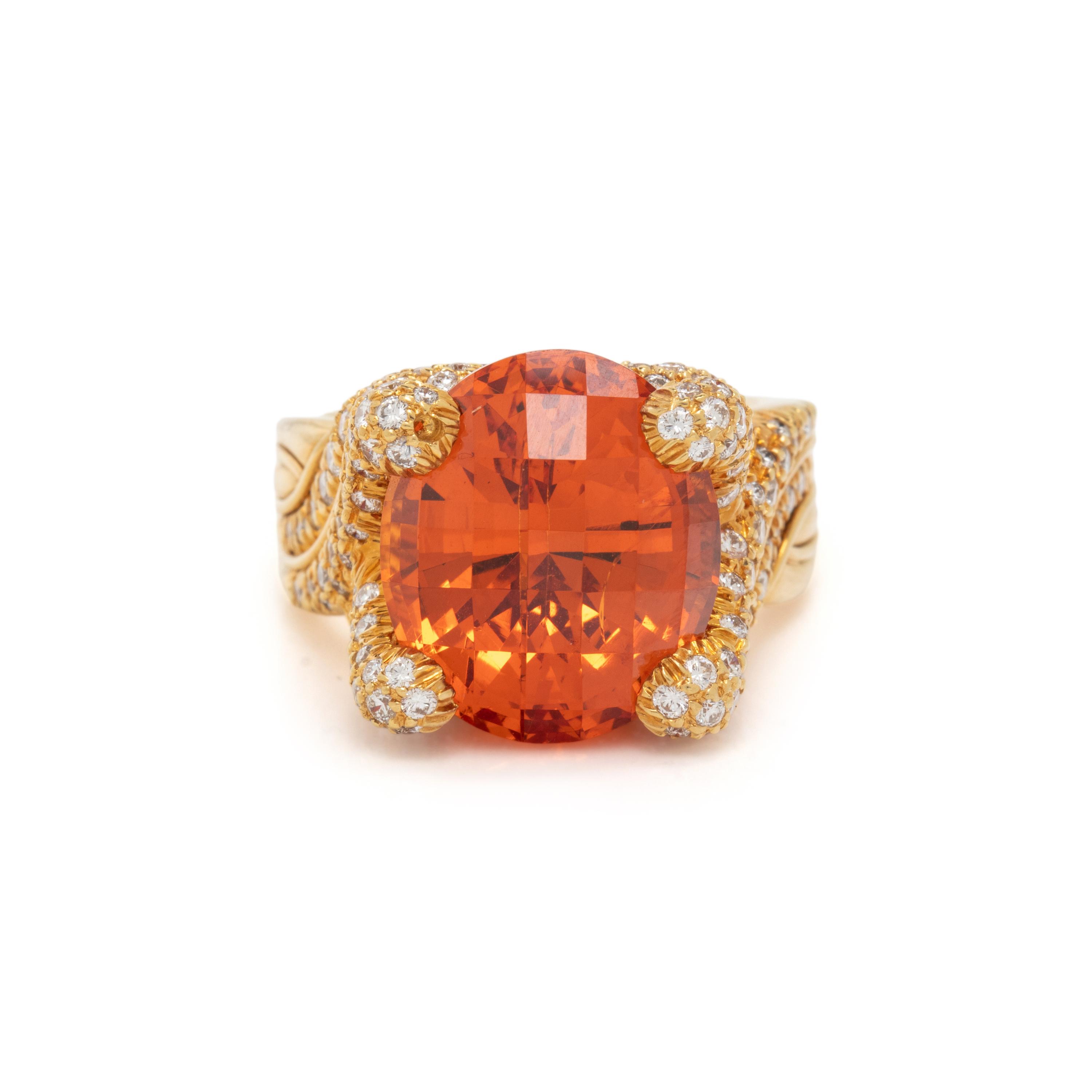 HENRY DUNAY, SPESSARTINE GARNET AND DIAMOND RING