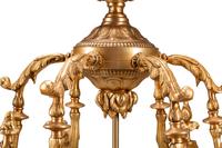 A Large Neoclassical Style Gilt Bronze and Etched Glass Hall Lantern