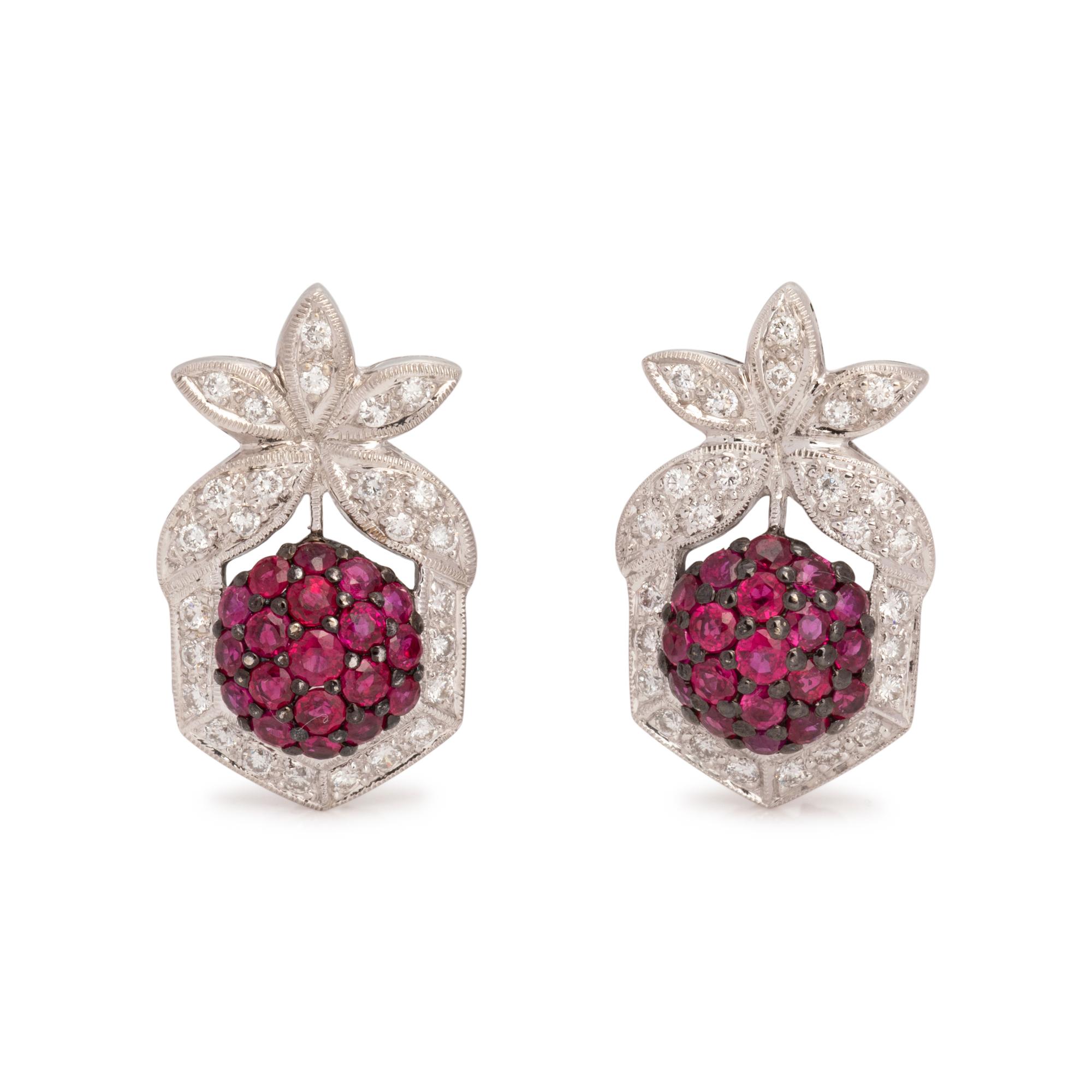LEVIAN, DIAMOND AND RUBY EARCLIPS