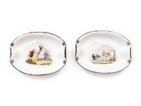 A Pair of Transfer Decorated Glazed Stoneware Plates
