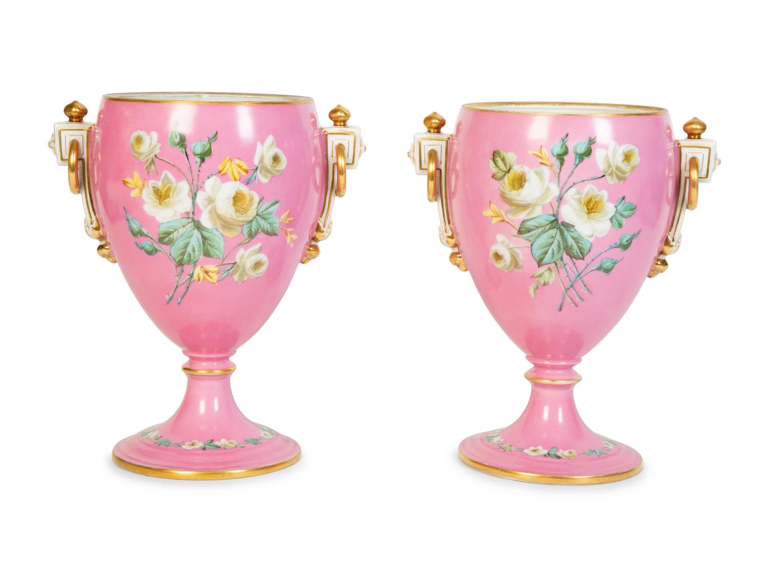 A Pair of Sèvres Style Porcelain Urns