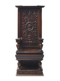 A Renaissance Carved Walnut Cathedral Chair