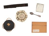 [TRANSPORTATION]. RMS Lusitania cap talley with additional souvenirs.