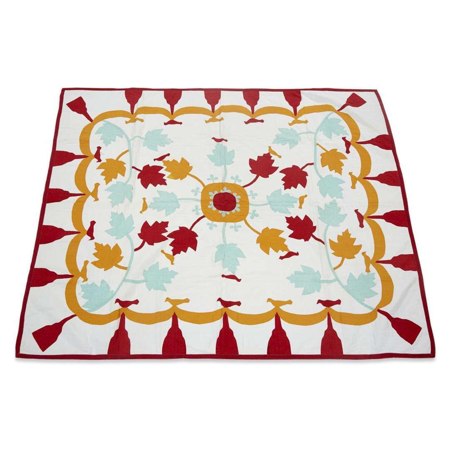 Cotton appliquéd quilt early 20th century