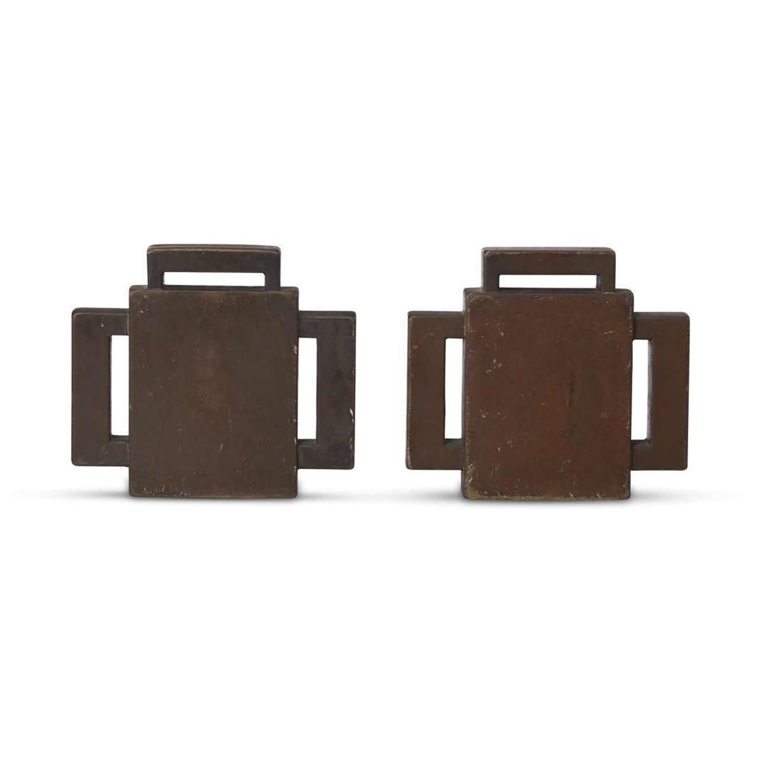 Charles Sumner Greene (1868-1957) and Henry Mather Greene (1870-1954) pair of andirons for the mrs. l.a. robinson House, pasadena,