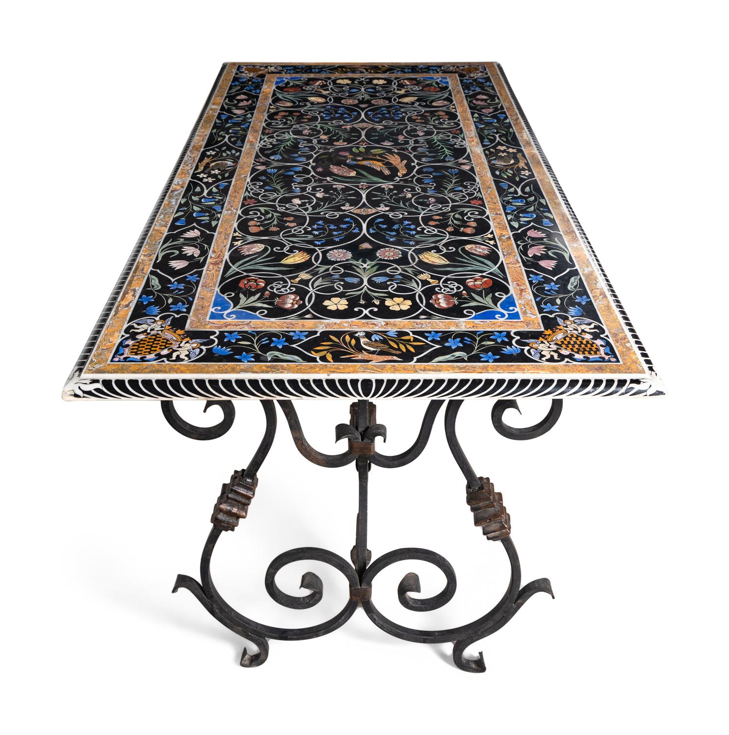 An Italian Scagliola and Iron Center Table