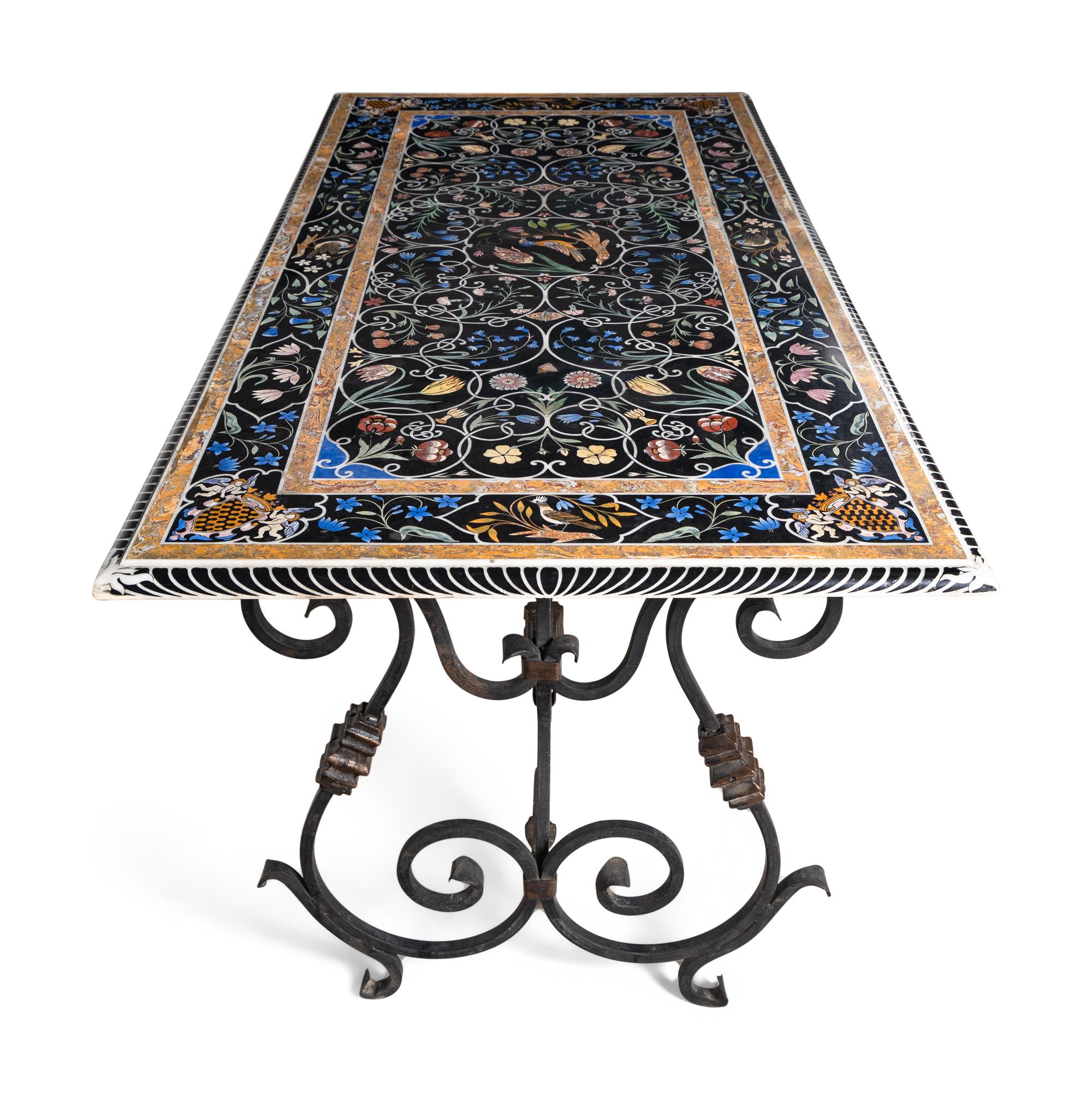 An Italian Scagliola and Iron Center Table