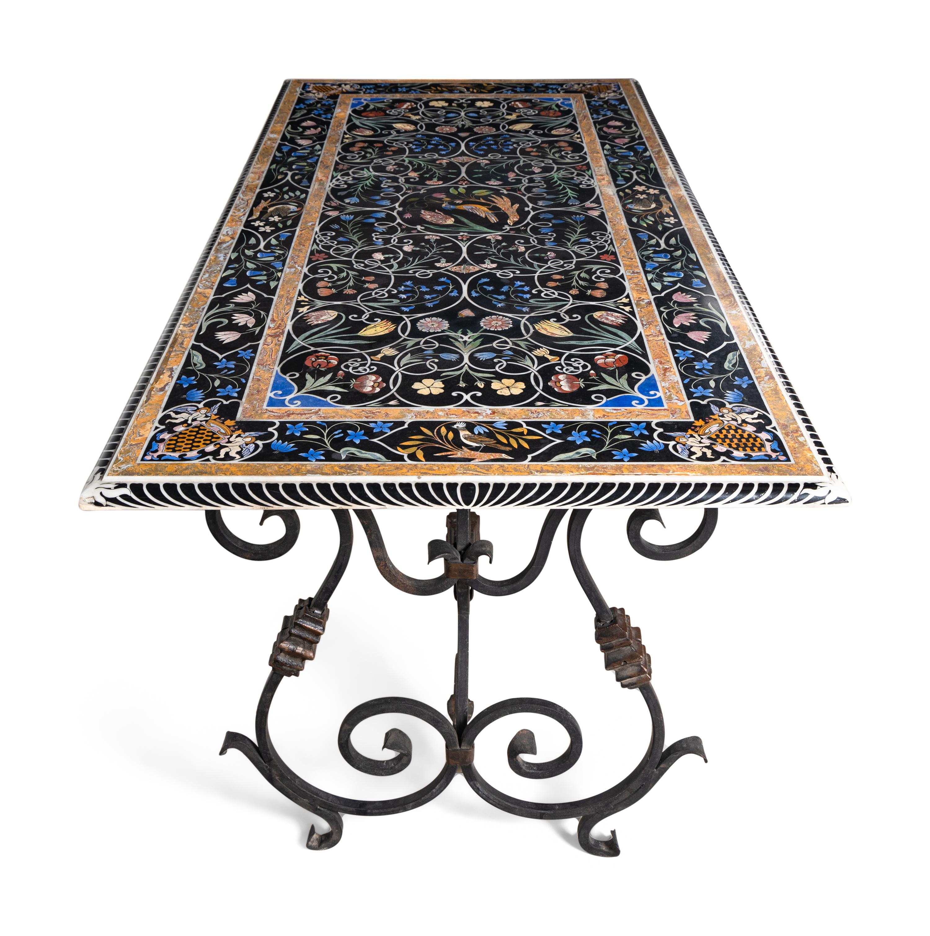 An Italian Scagliola and Iron Center Table