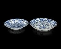 Two Chinese Export Blue and White Porcelain Chargers