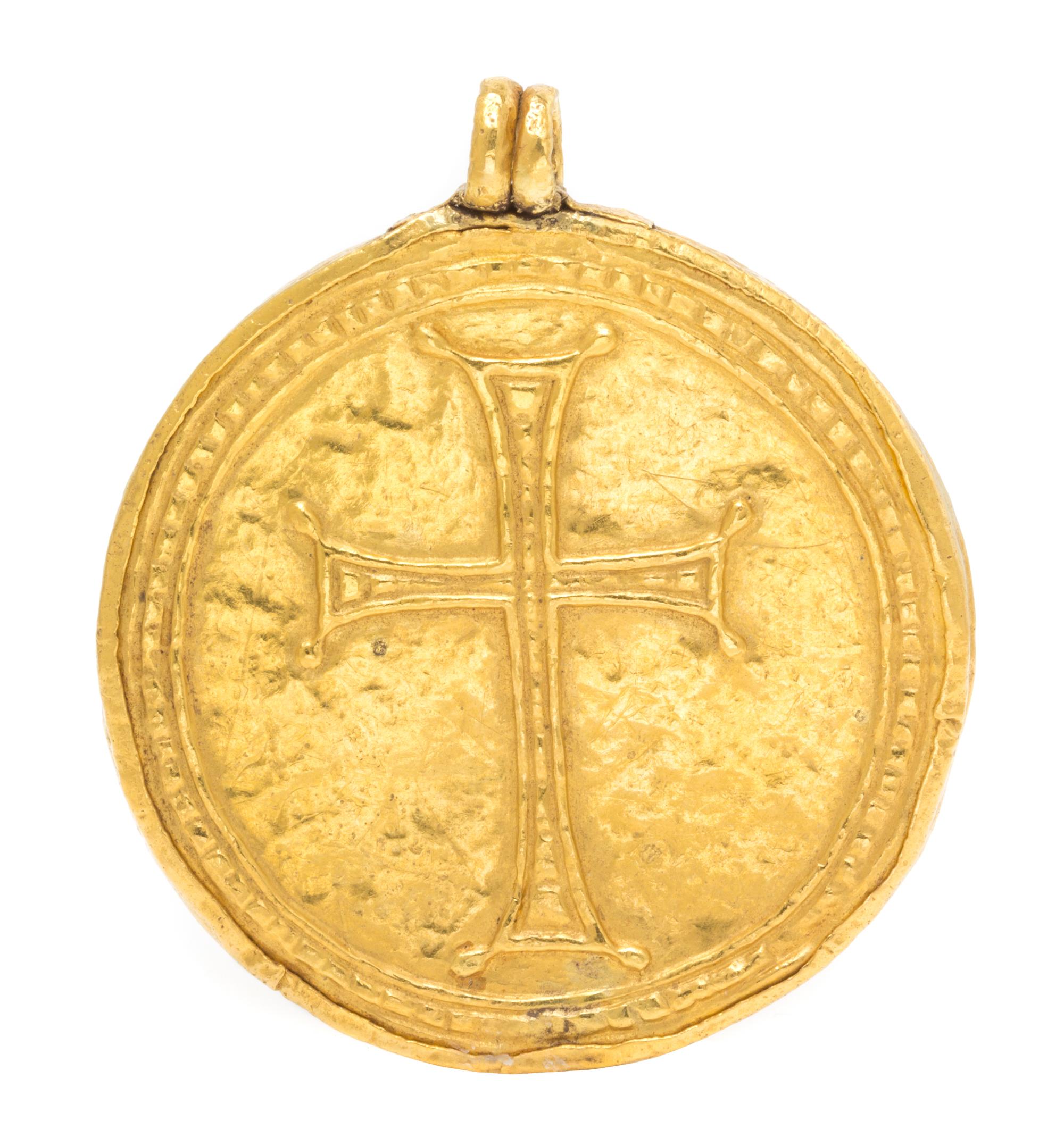 A High Karat Yellow Gold Byzantine Era Medallion/Pendant, 17.41 dwts.