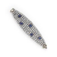 TANZANITE, MOONSTONE, AND DIAMOND BRACELET
