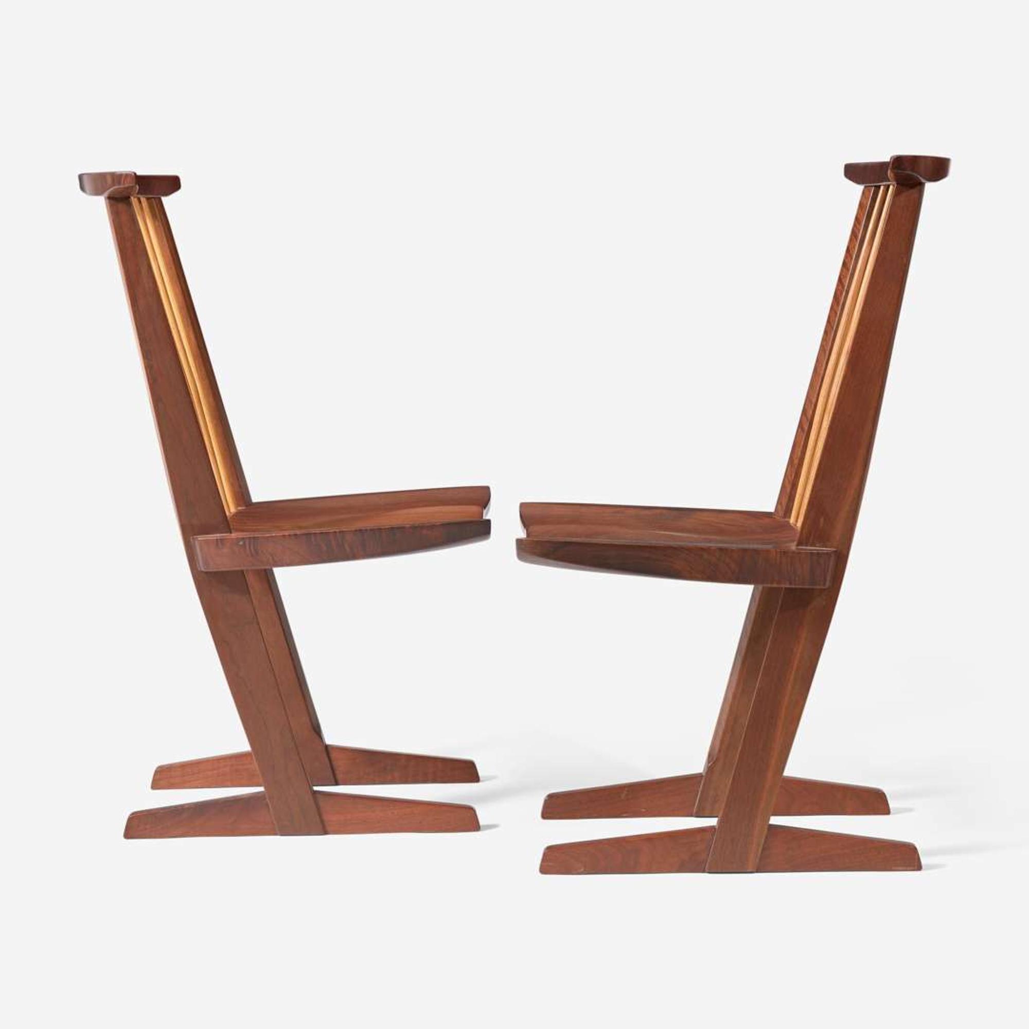 George Nakashima (American, 1905-1990) Pair of "Conoid" Dining Chairs, New Hope, Pennsylvania, 1983