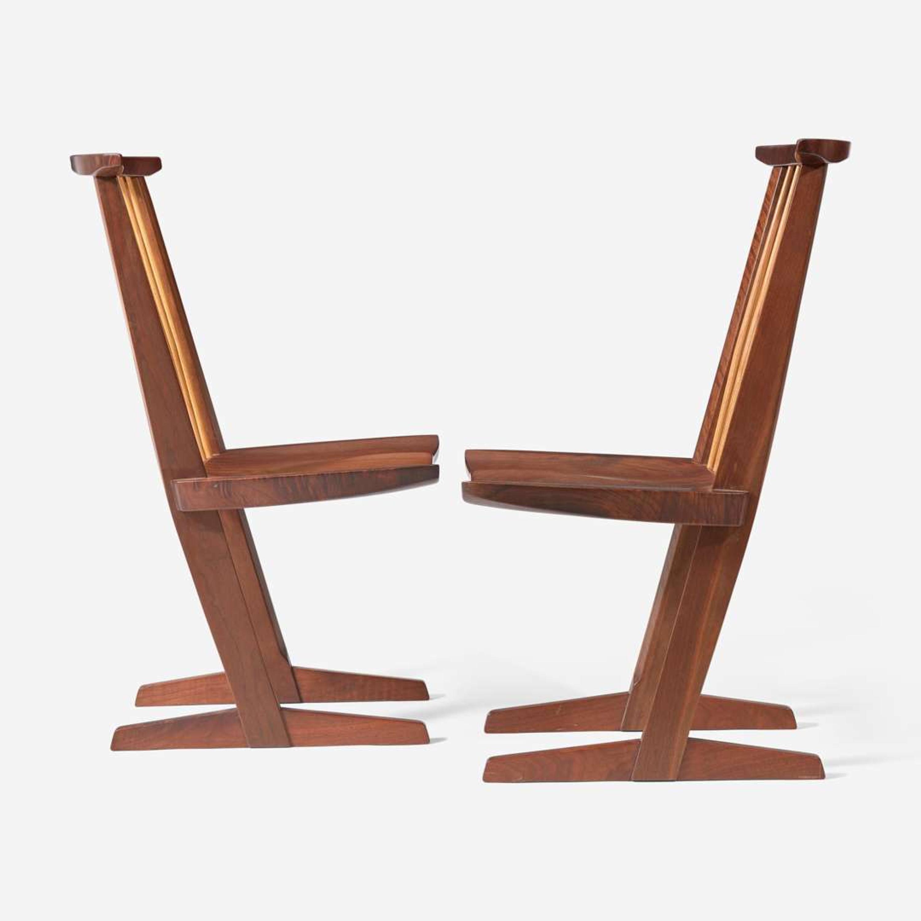 George Nakashima (American, 1905-1990) Pair of "Conoid" Dining Chairs, New Hope, Pennsylvania, 1983