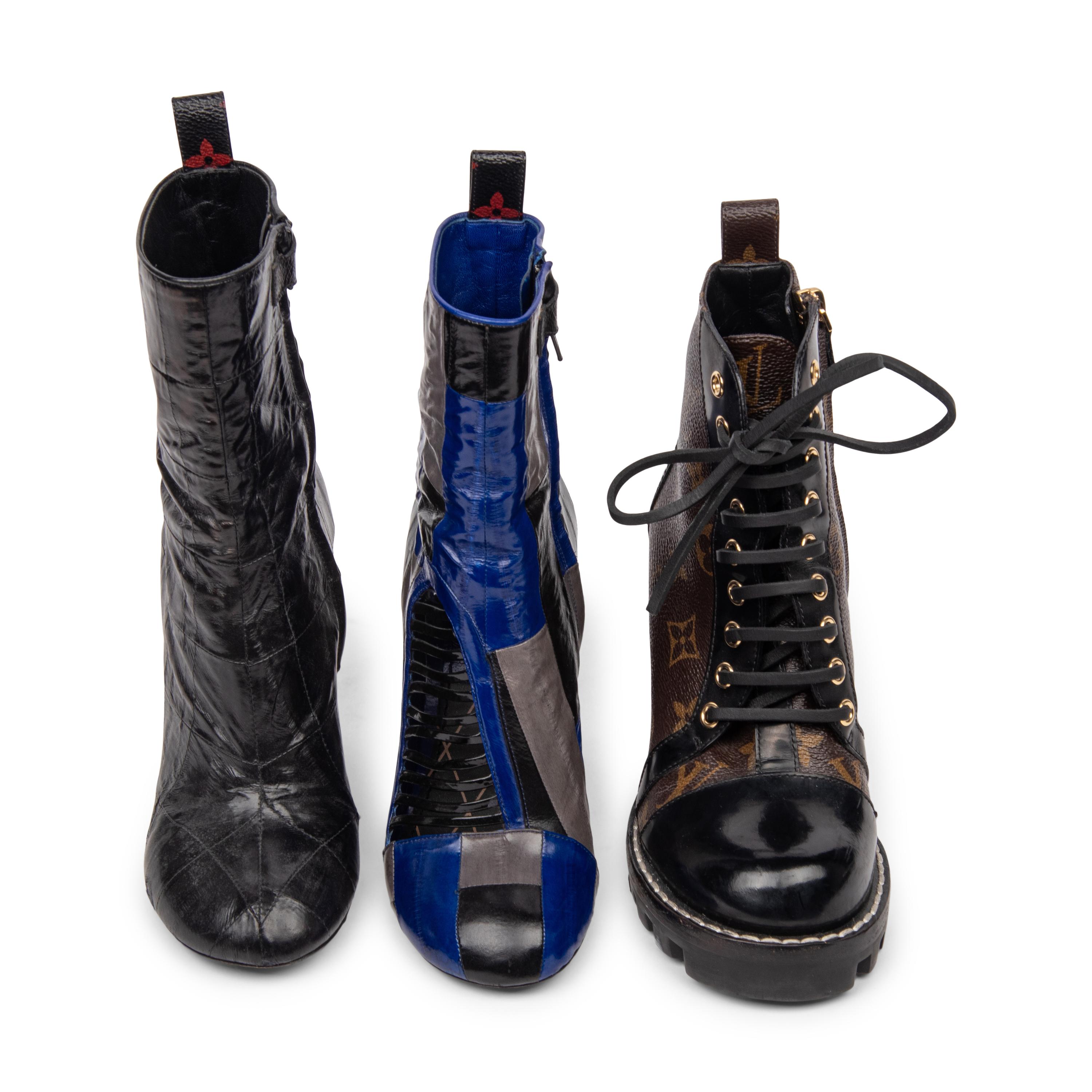 LOUIS VUITTON, THREE PAIRS OF HEELED BOOTS