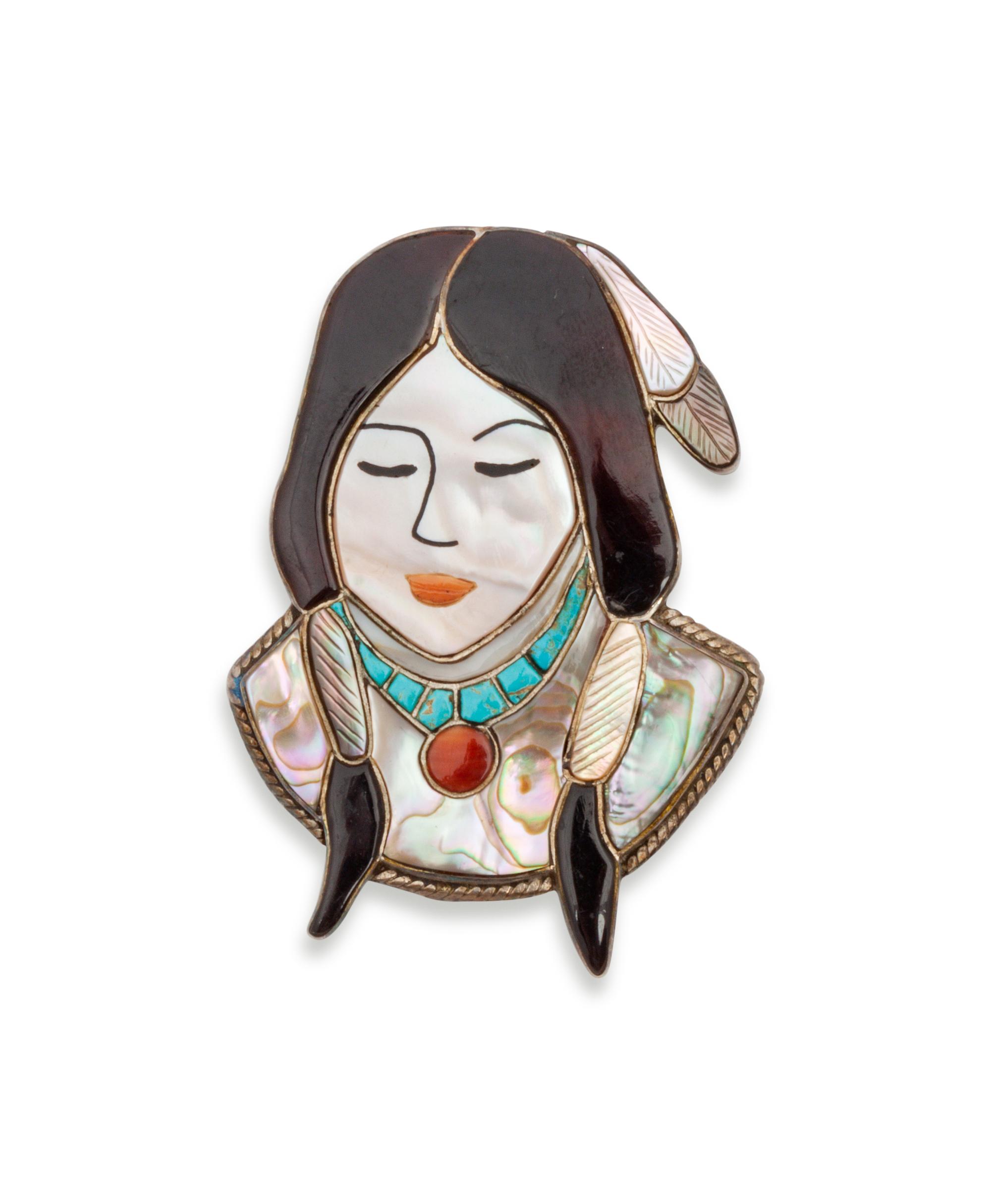 Mosaic Inlay Brooch/ Pendant