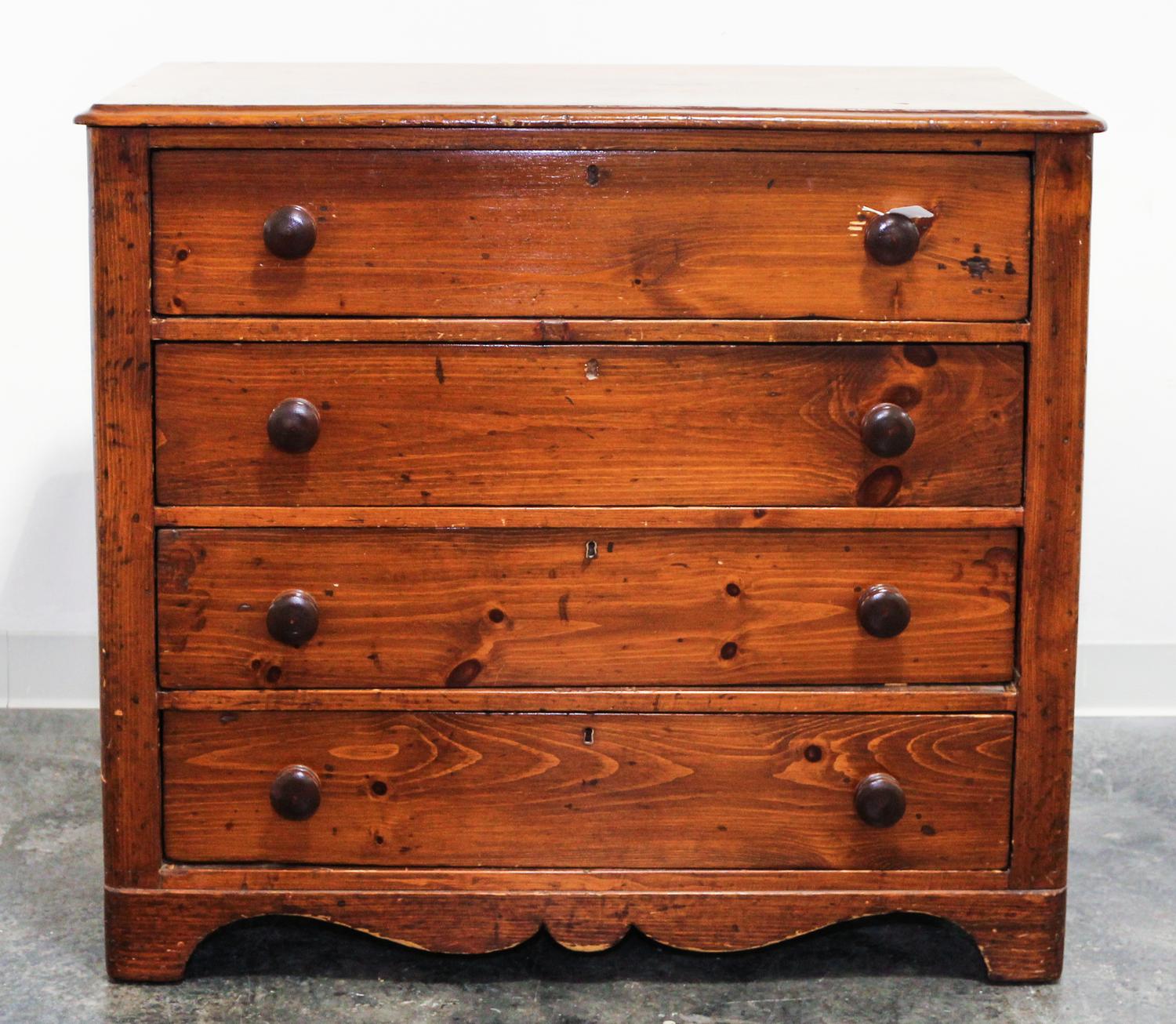 An American Pine Chest Height 35 1/2 x width 39 x depth 17 1/2 inches. — LATE 19TH CENTURY