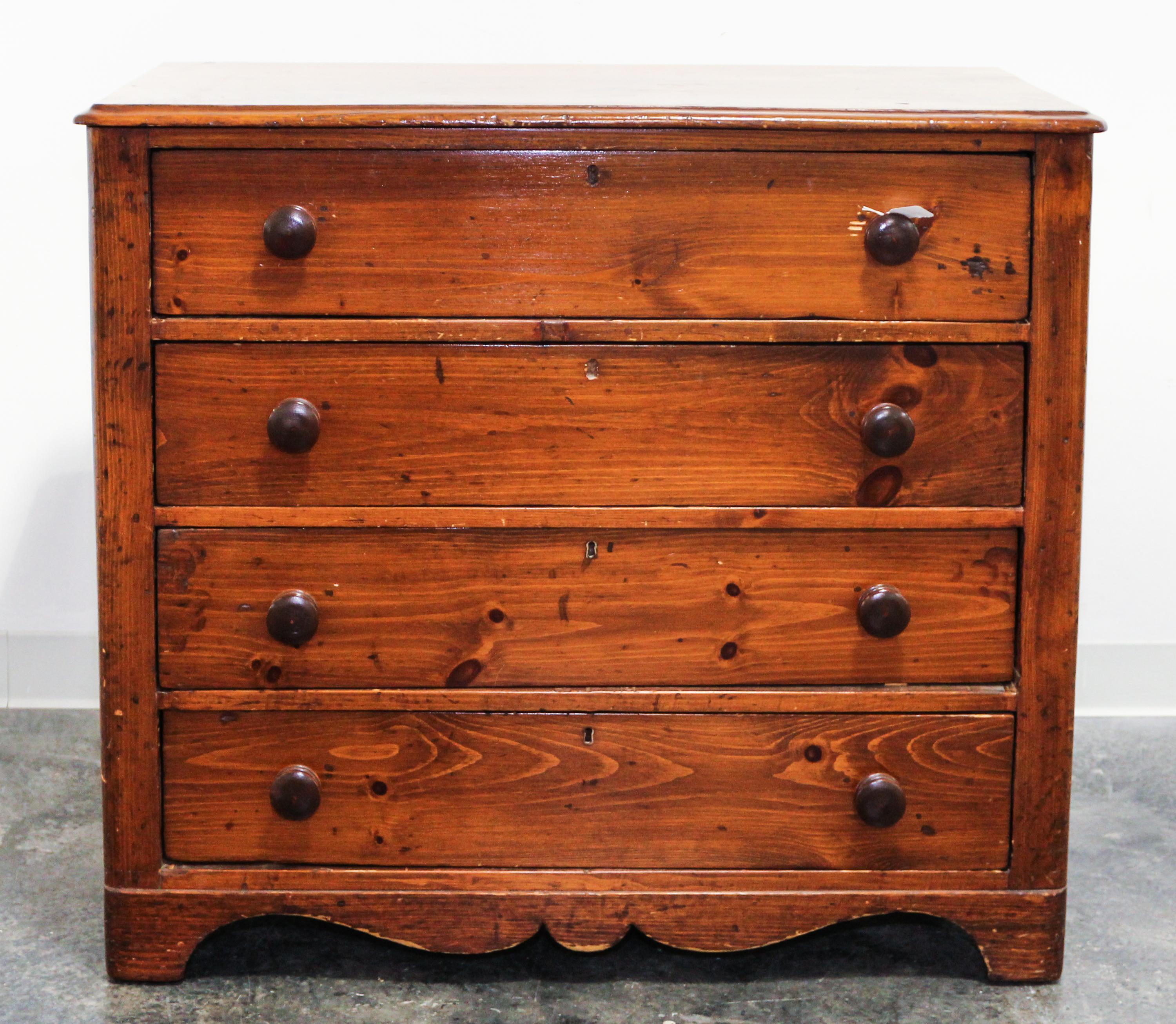 An American Pine Chest Height 35 1/2 x width 39 x depth 17 1/2 inches. — LATE 19TH CENTURY