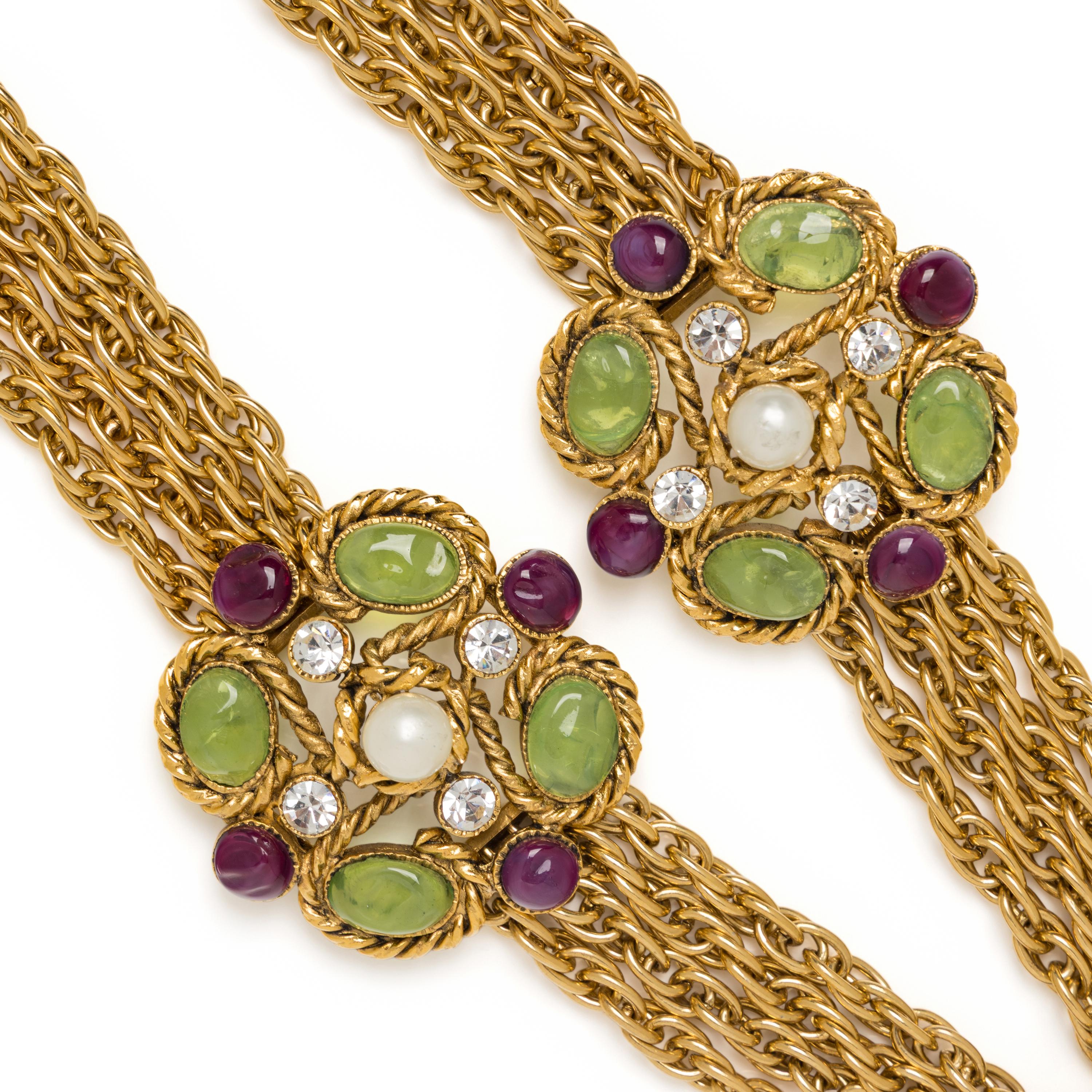 Chanel, Rare Gripoix Pâte de Verre & Chain Necklace