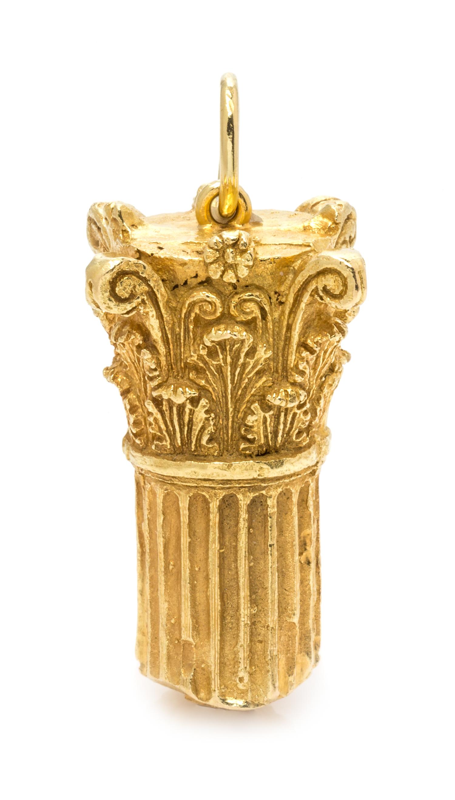 An 18 Karat Yellow Gold Corinthian Column Pendant, Greek, 17.40 dwts.