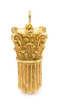 An 18 Karat Yellow Gold Corinthian Column Pendant, Greek, 17.40 dwts.