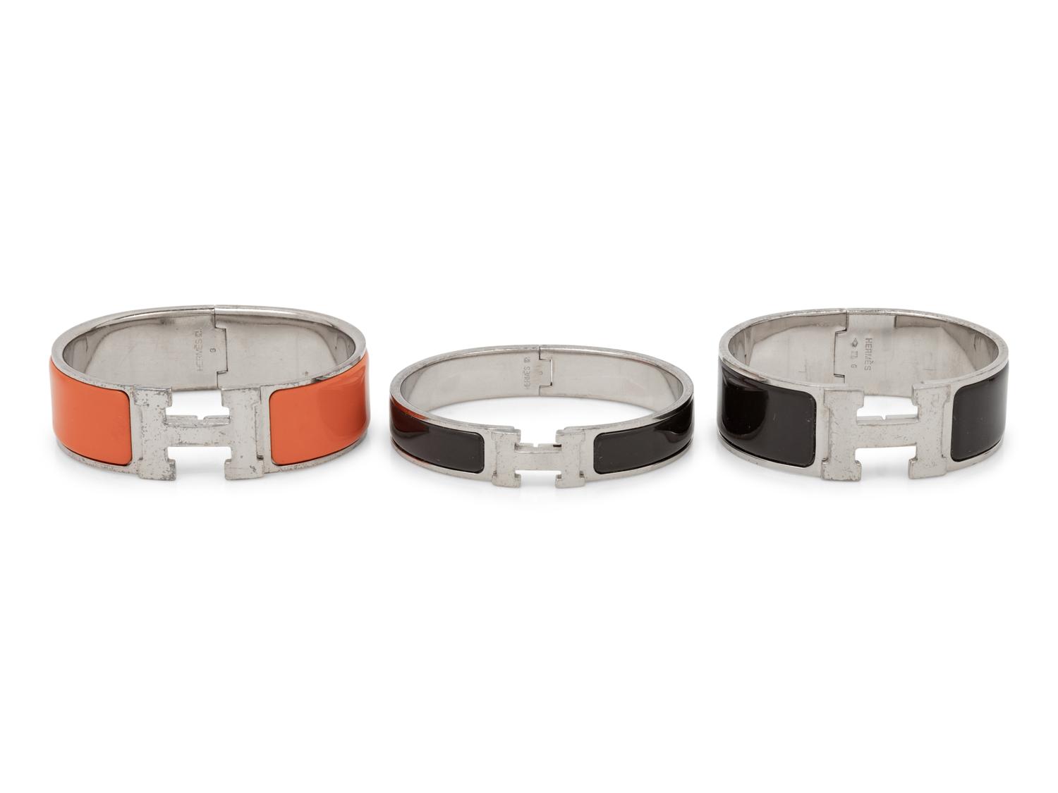 Three Hermès Bracelets: Two Clic Clac & One Clic H