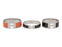 Three Hermès Bracelets: Two Clic Clac & One Clic H