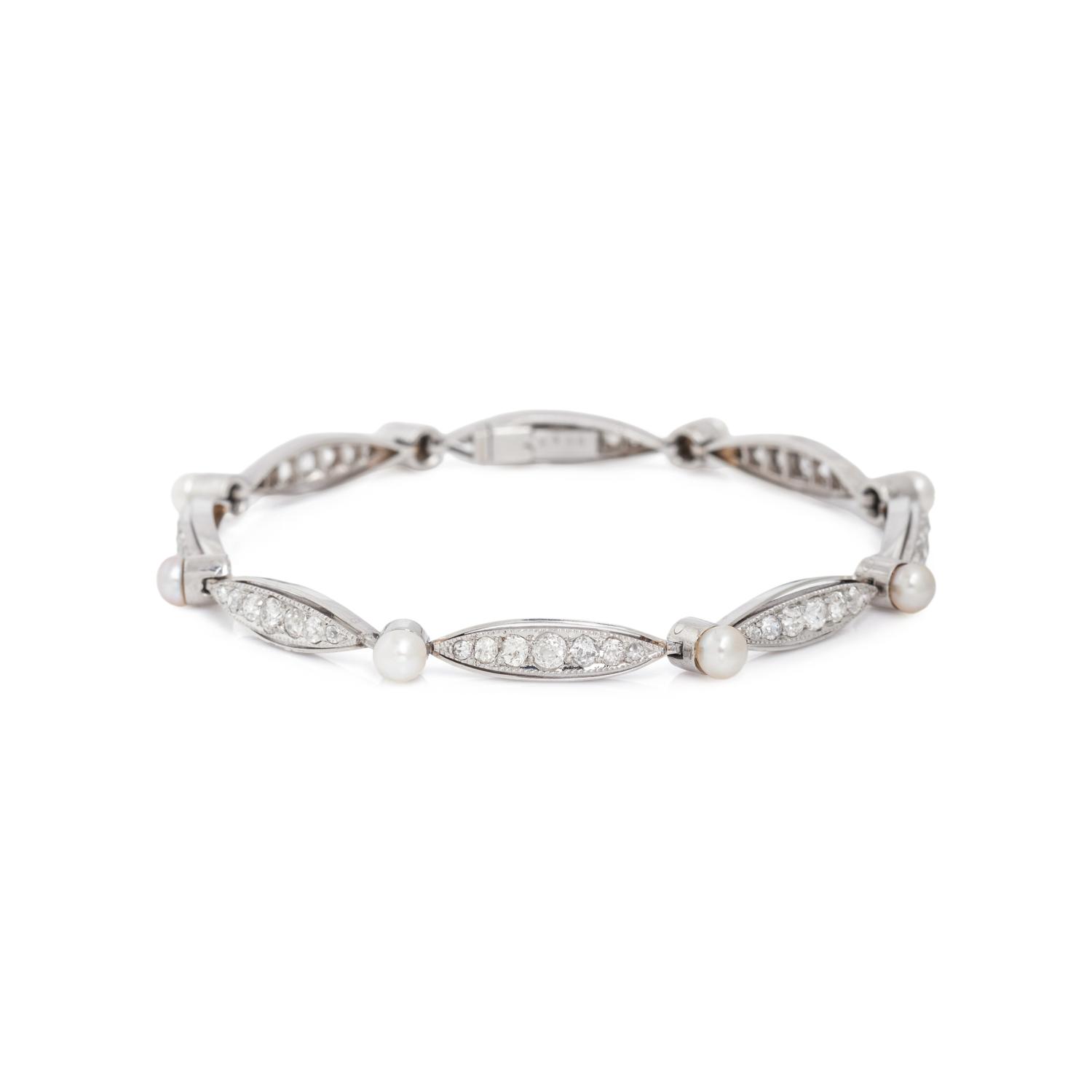 ANTIQUE, DIAMOND AND PEARL BRACELET