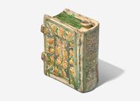 A Continental Faience Pottery Book-Form Flask