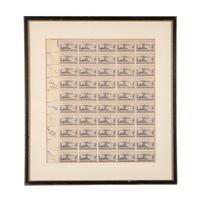 [SUPREME COURT]. Sheet of National Capital Centennial stamps SIGNED BY THE NINE JUSTICES OF THE VINSON COURT. [Washington, D.C.], ca 1949.