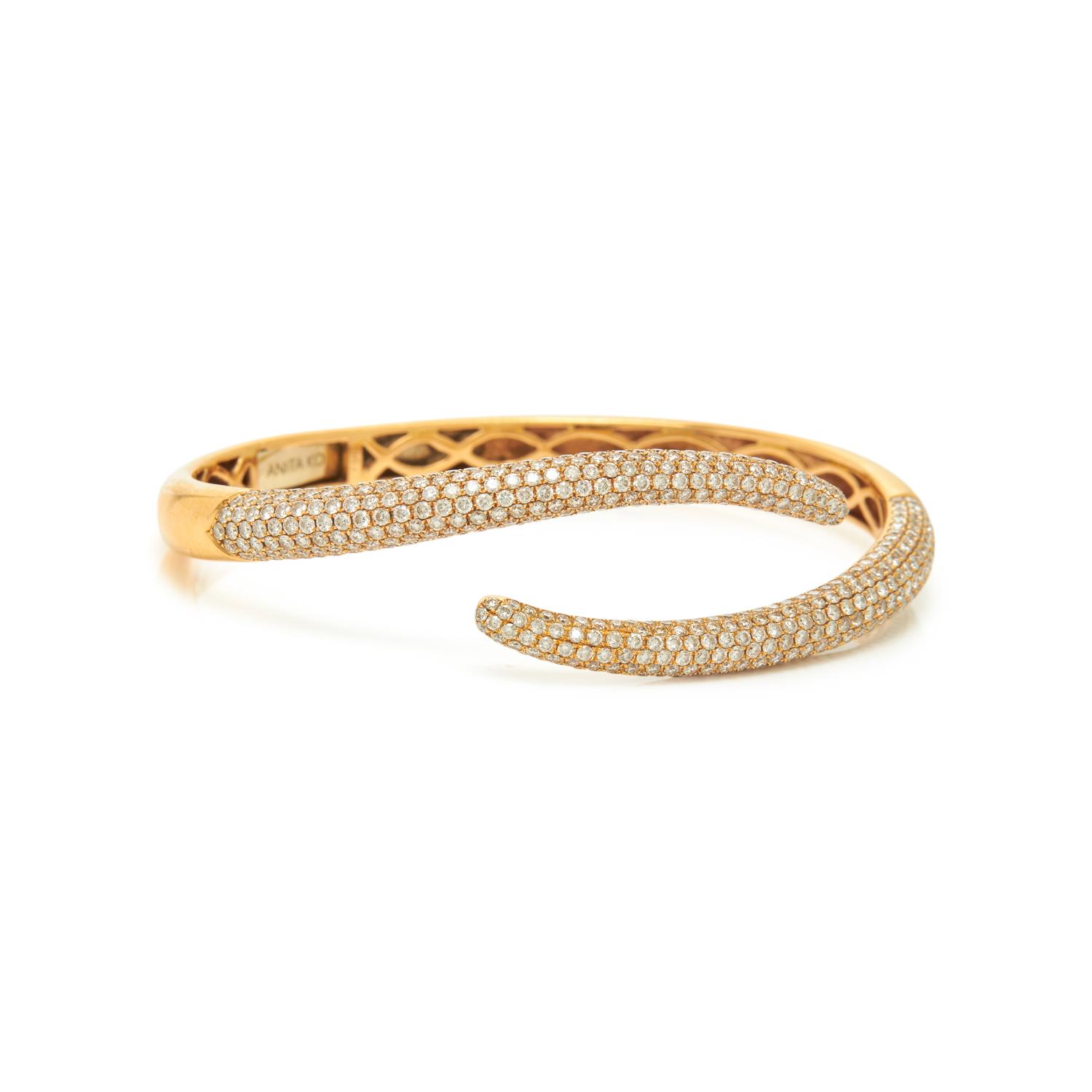 ANITA KO, ROSE GOLD AND DIAMOND 'TAIL' BANGLE BRACELET