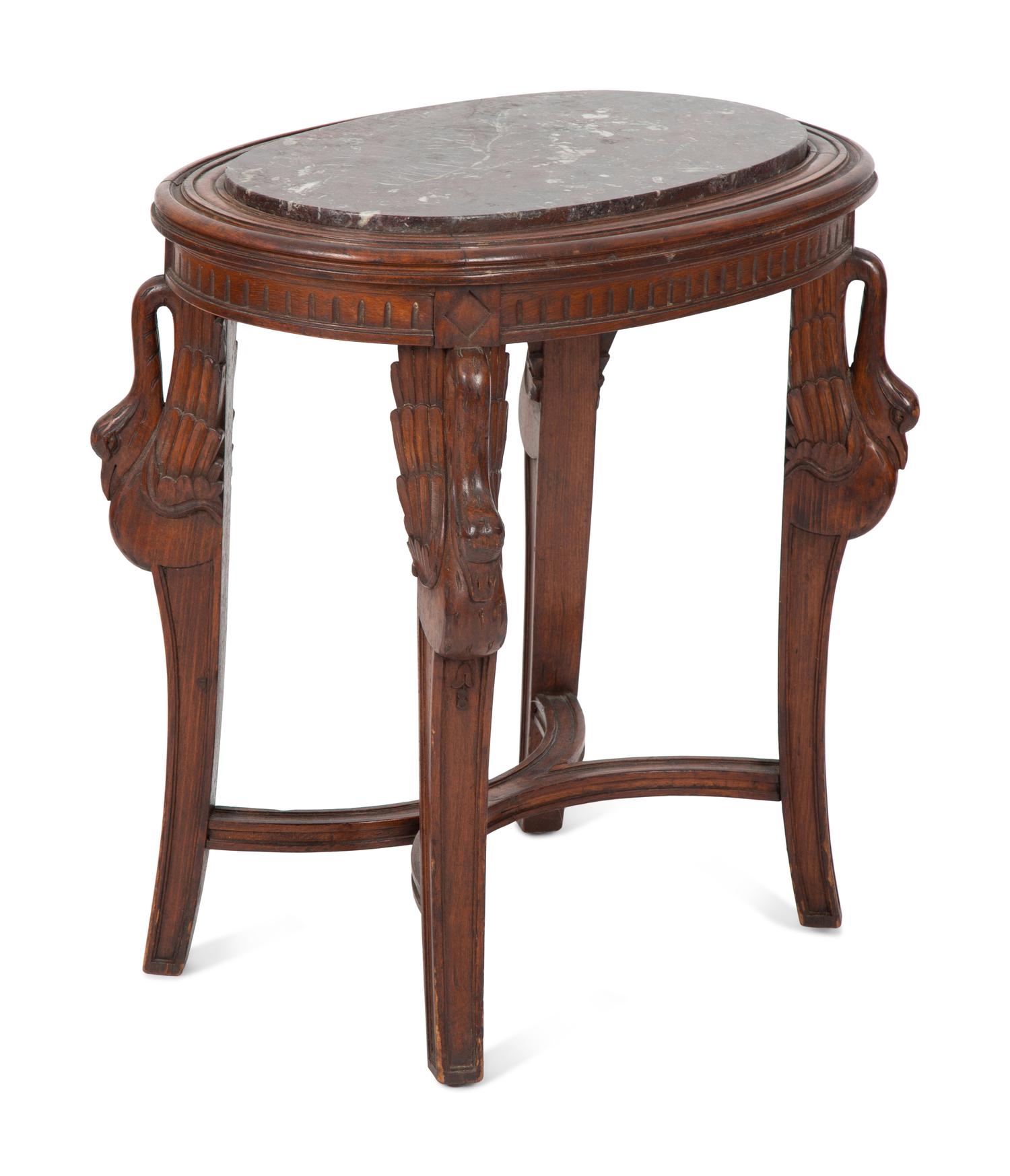 A Louis XVI Style Marble Top Oval Side Table