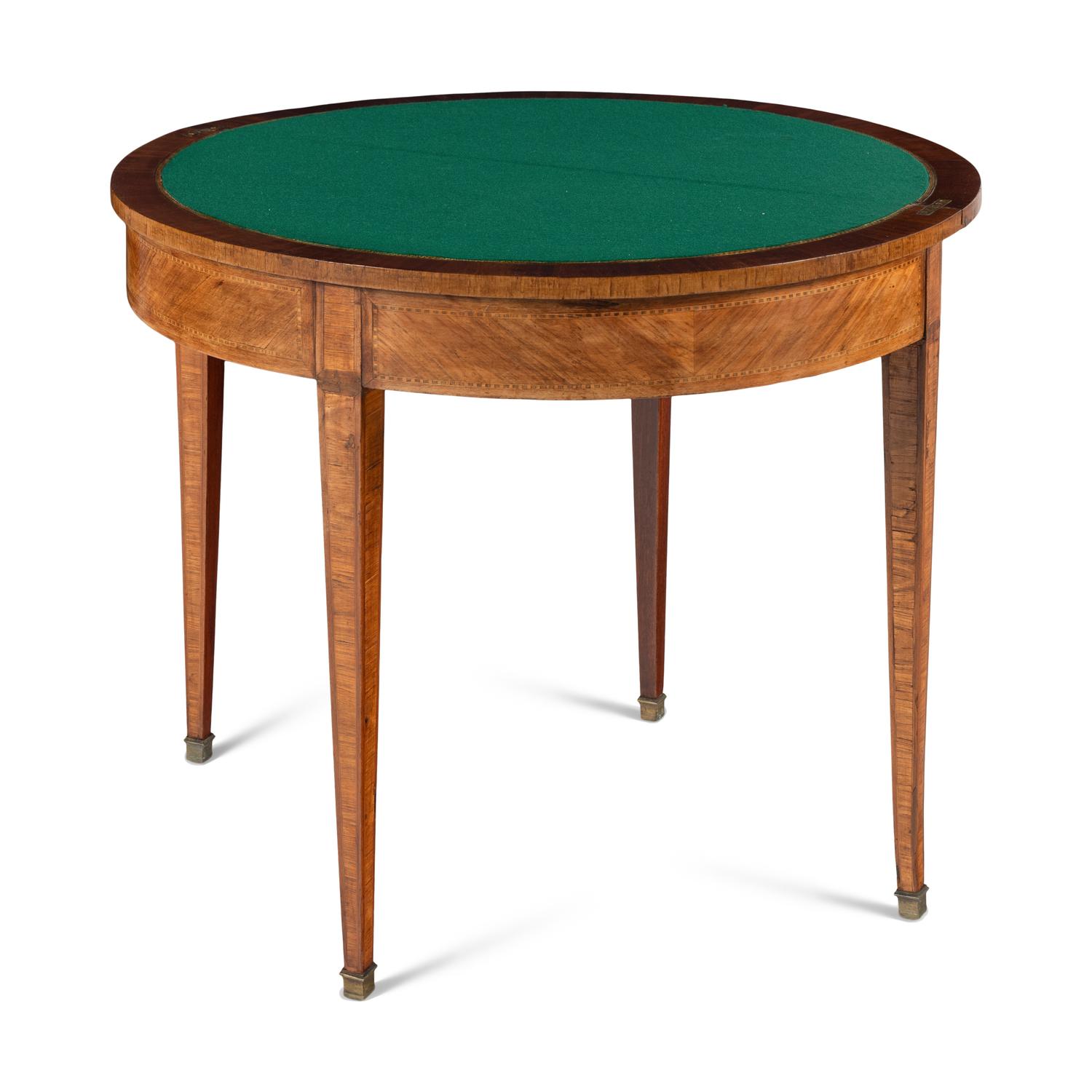 A George III Style Satinwood and Marquetry Game Table