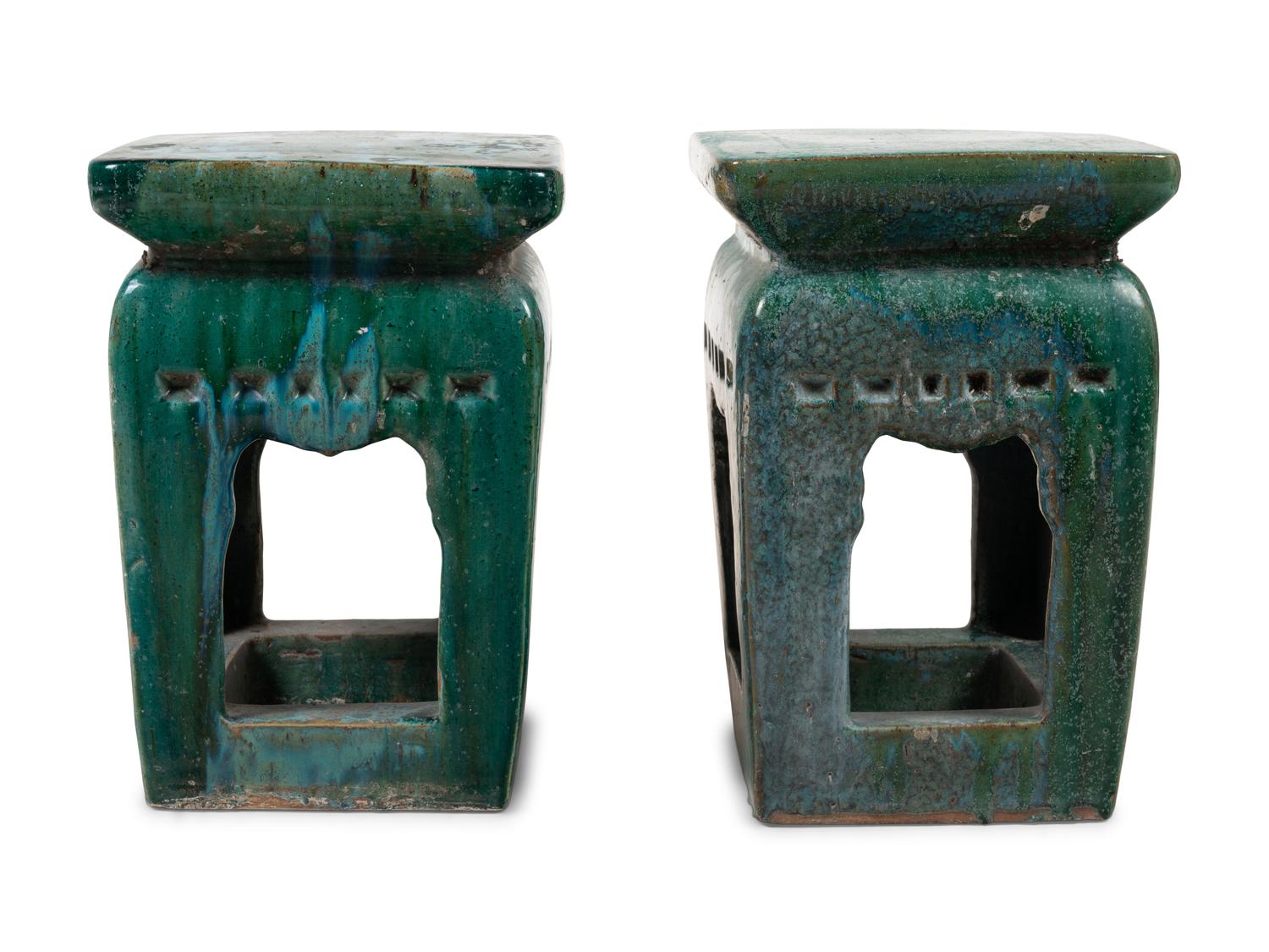 A Pair of Glazed Ceramic Garden Seats