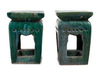 A Pair of Glazed Ceramic Garden Seats