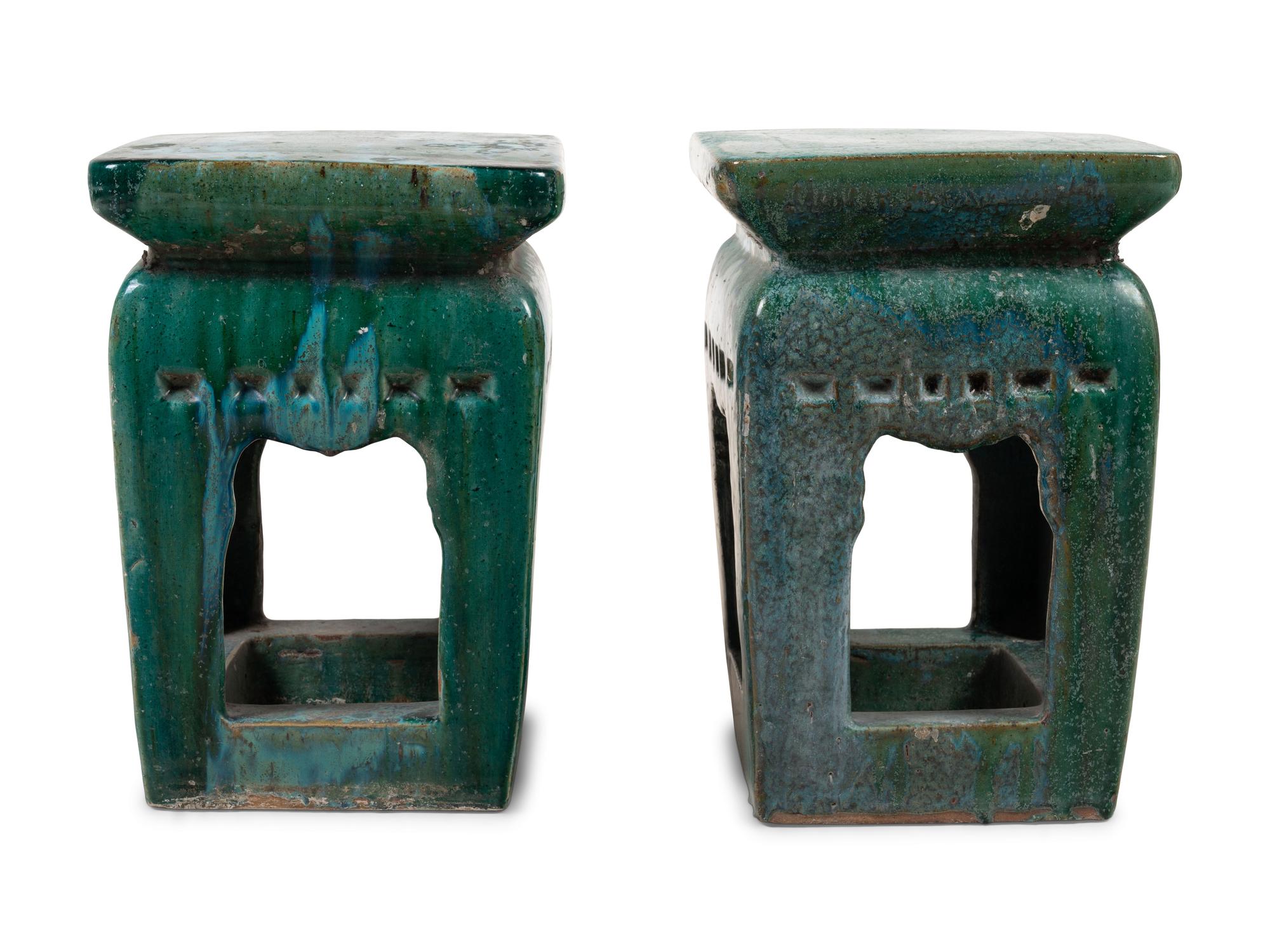 A Pair of Glazed Ceramic Garden Seats