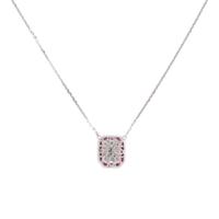 Diamond, Ruby, and White Gold Pendant Necklace