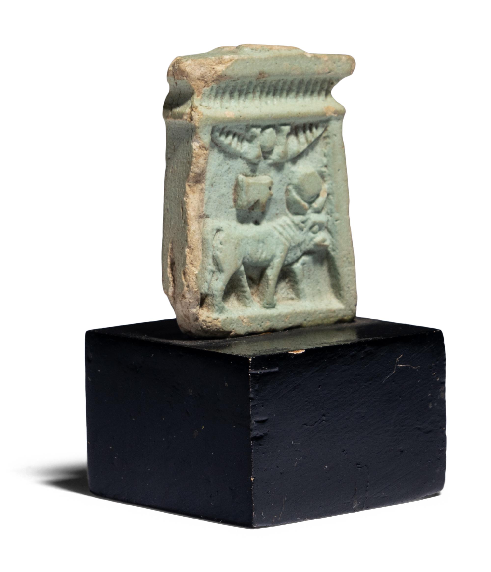 An Egyptian Faience Plaque with Apis Bull