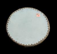 A Chinese Silvered Metal Mounted Carved White Jade 'Caparisoned Elephant' Plaque