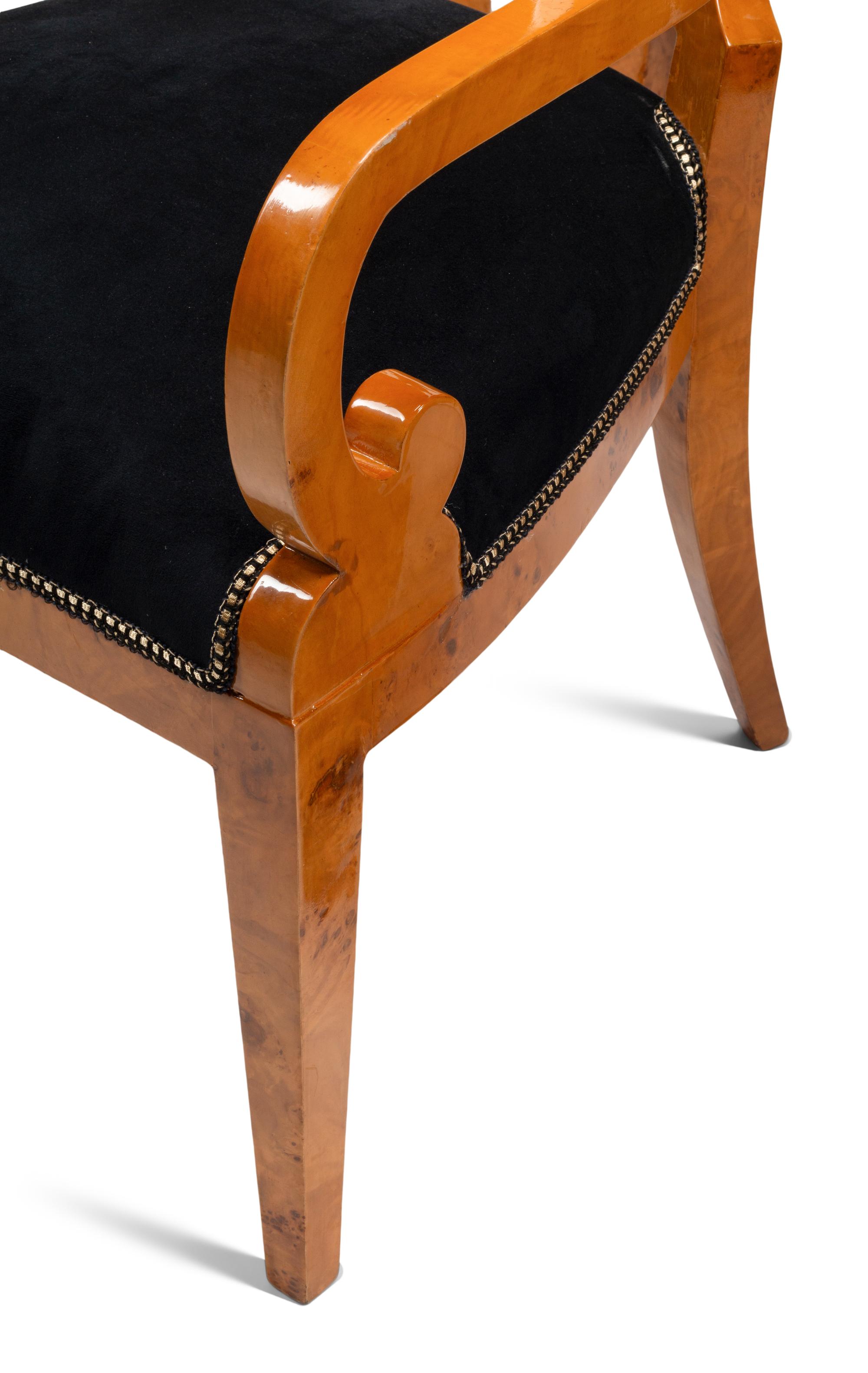 A Set of Twelve Biedermeier Style Burlwood Dining Chairs