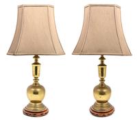A Pair of Stiffel Brass Table Lamps Height overall 33 inches. — 20TH CENTURY