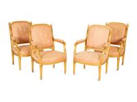 A Set of Four Louis XVI Style Giltwood Fauteuils — Late 19th/Early 20th Century