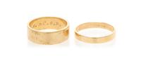 A Collection of 14 Karat Yellow Gold Band Rings, 7.95 dwts.