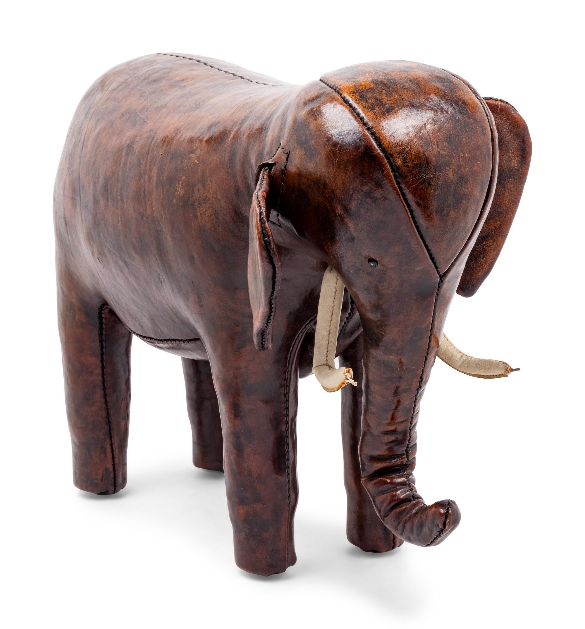 An Omersa and Company Leather Elephant Footstool
