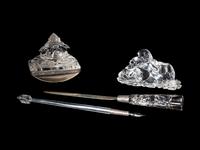 A Silver Mounted Rock Crystal Desk Set