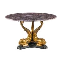 A Neoclassical Style Patinated and Gilt Bronze Amethyst-Top Table