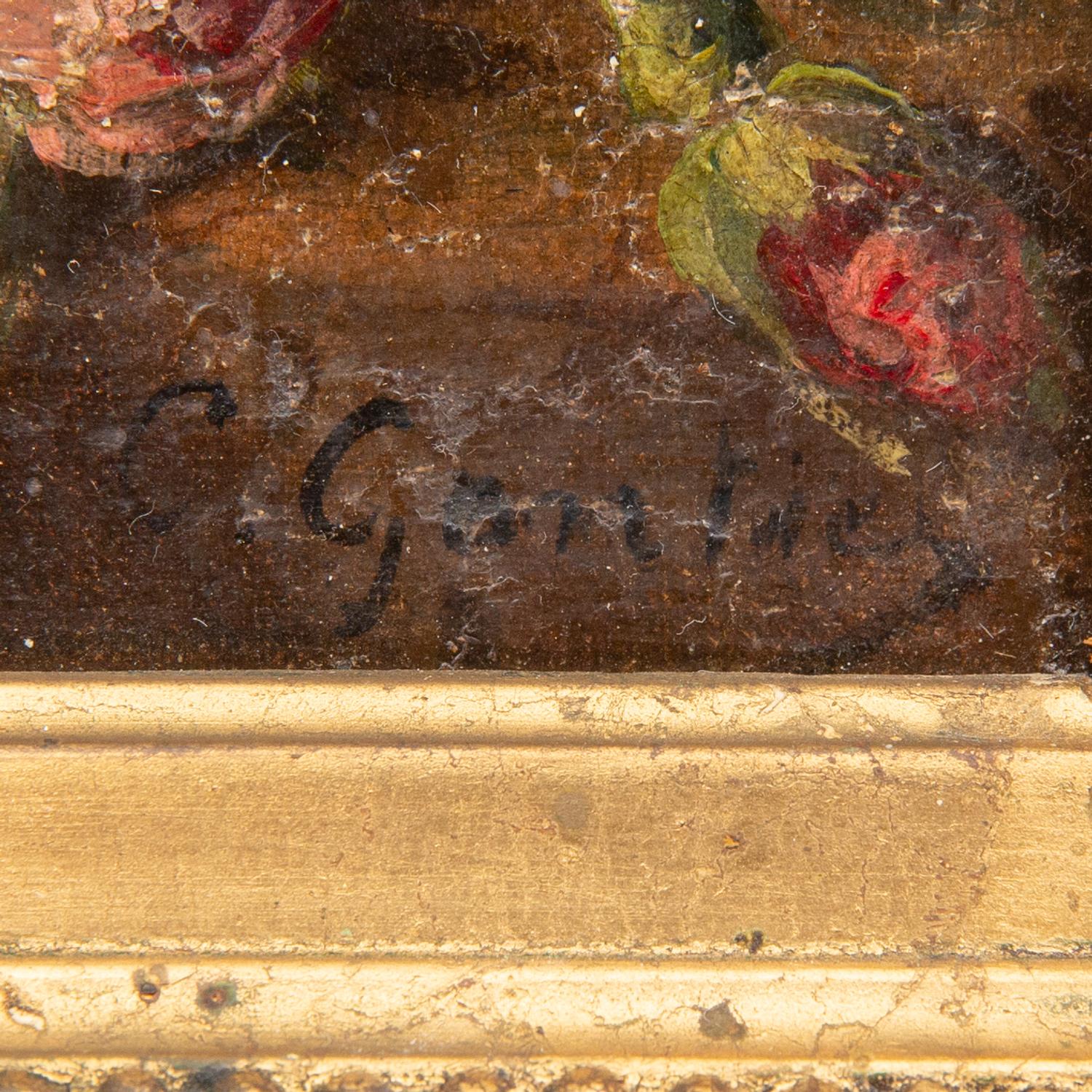 Vase of Flowers on a Draped Table
