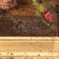 Vase of Flowers on a Draped Table