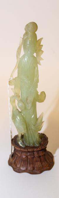 A Serpentine Guanyin Height 8 1/2 inches. — 19TH CENTURY