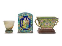 Three Chinese Enamel on Metal Articles