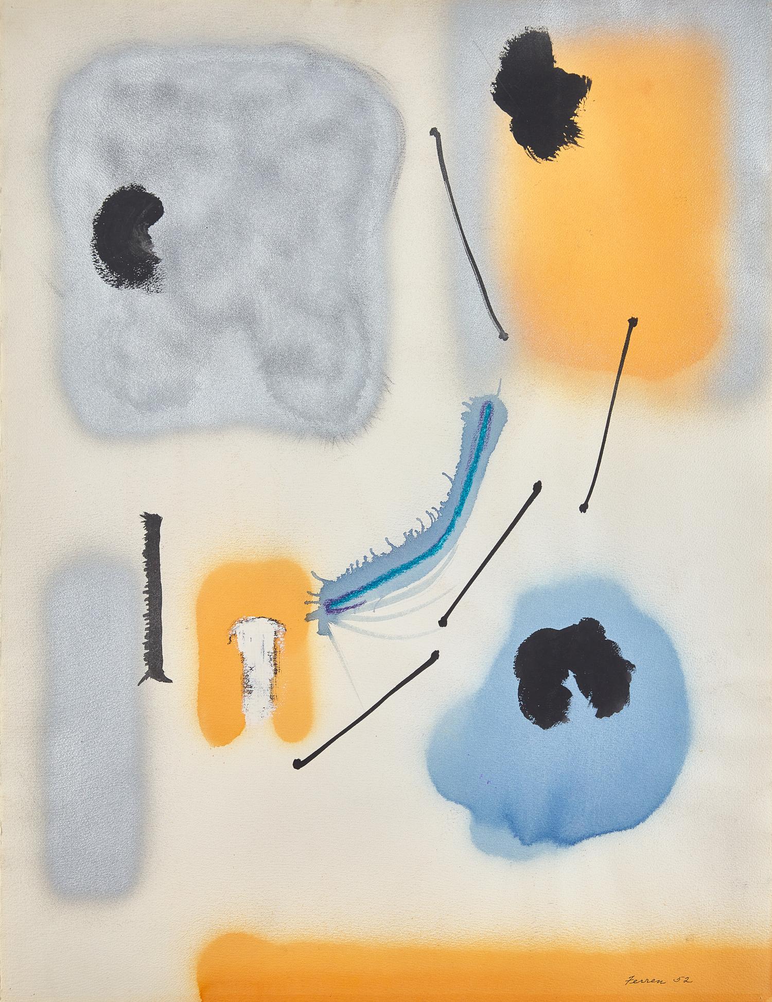 Orange, Blue, Black, Silver , 1952